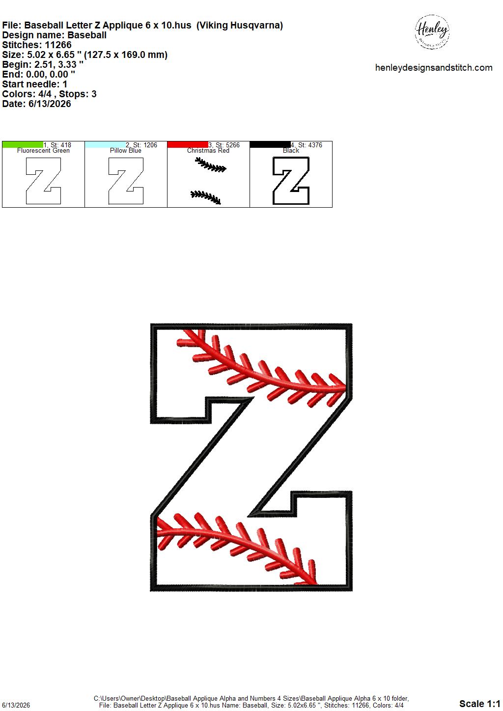 Baseball Stitching Applique Alpha and Numbers – 4 x 4, 5 x 7, 6 x 10 and 8 x 12 – DIGITAL Embroidery Design