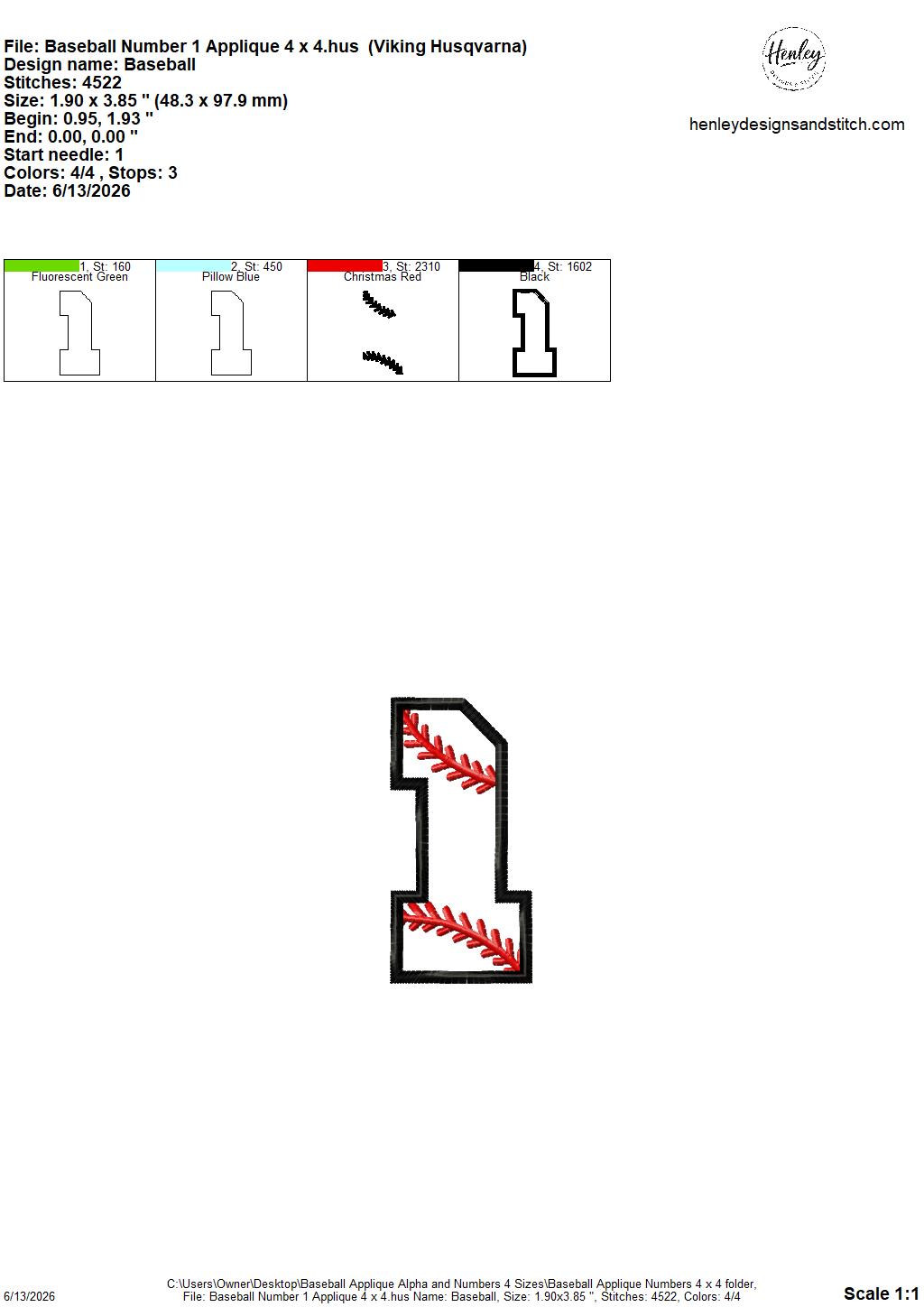 Baseball Stitching Applique Alpha and Numbers – 4 x 4, 5 x 7, 6 x 10 and 8 x 12 – DIGITAL Embroidery Design