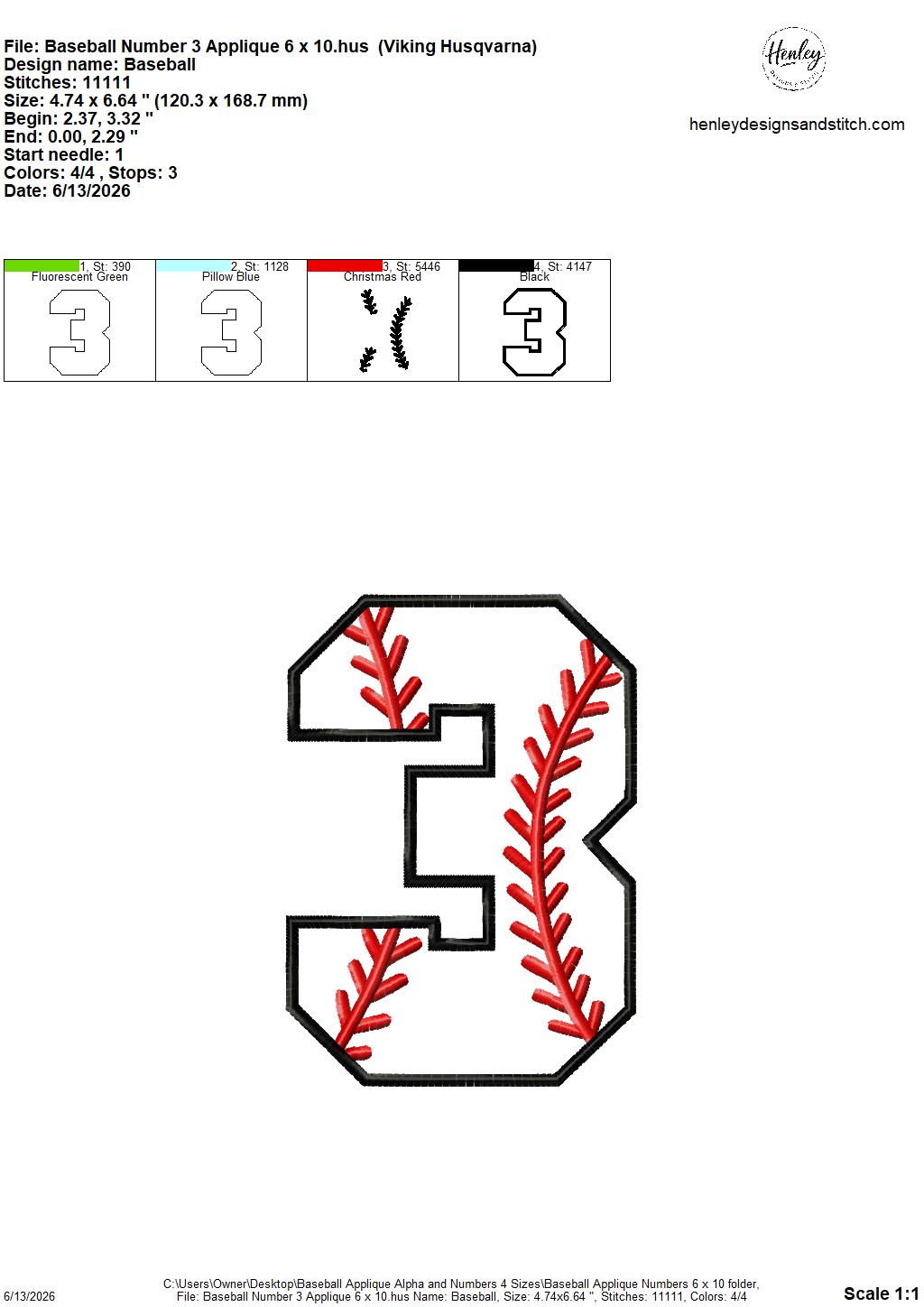 Baseball Stitching Applique Alpha and Numbers – 4 x 4, 5 x 7, 6 x 10 and 8 x 12 – DIGITAL Embroidery Design