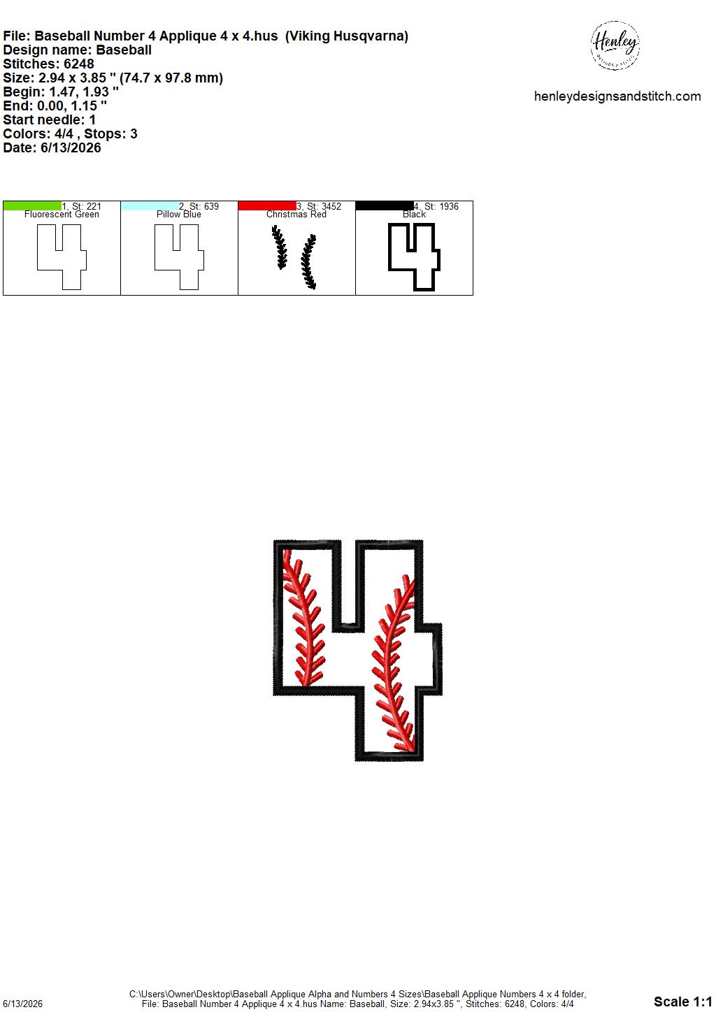 Baseball Stitching Applique Alpha and Numbers – 4 x 4, 5 x 7, 6 x 10 and 8 x 12 – DIGITAL Embroidery Design