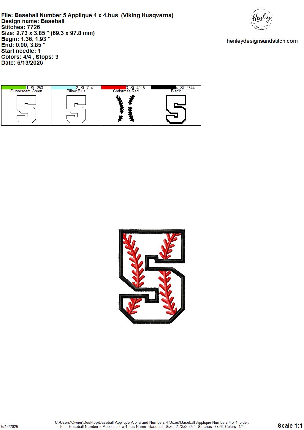 Baseball Stitching Applique Alpha and Numbers – 4 x 4, 5 x 7, 6 x 10 and 8 x 12 – DIGITAL Embroidery Design