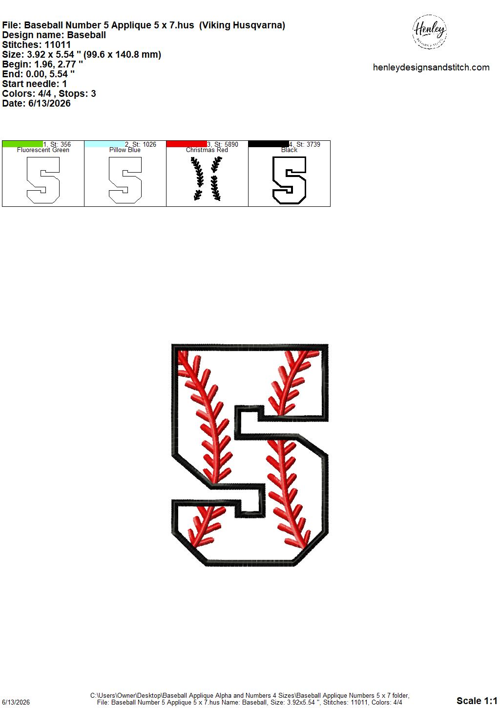 Baseball Stitching Applique Alpha and Numbers – 4 x 4, 5 x 7, 6 x 10 and 8 x 12 – DIGITAL Embroidery Design