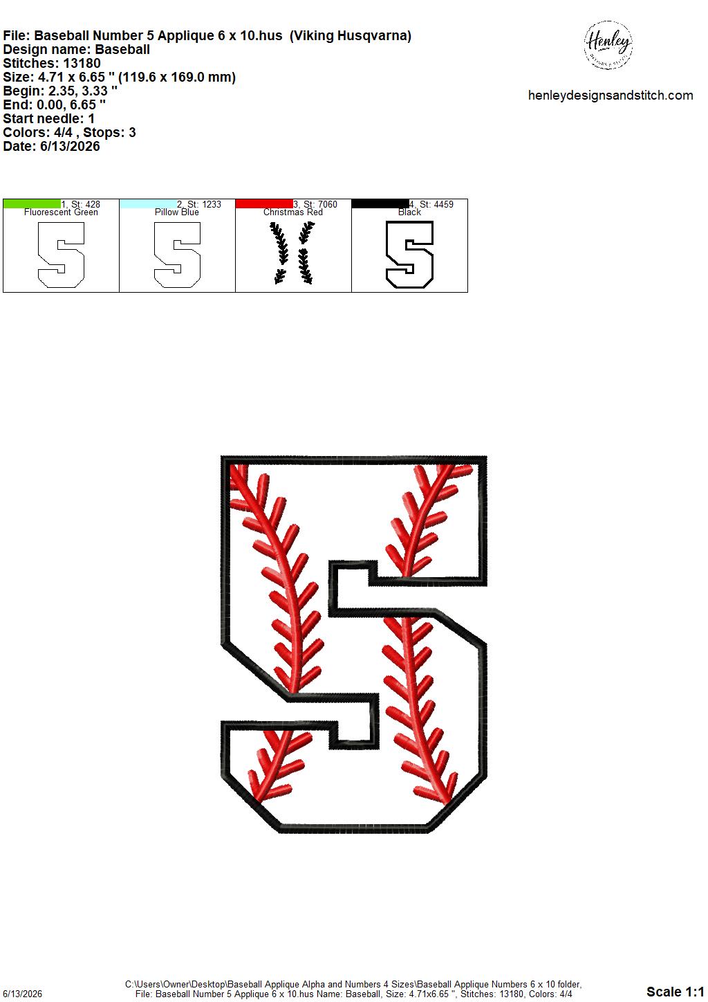 Baseball Stitching Applique Alpha and Numbers – 4 x 4, 5 x 7, 6 x 10 and 8 x 12 – DIGITAL Embroidery Design