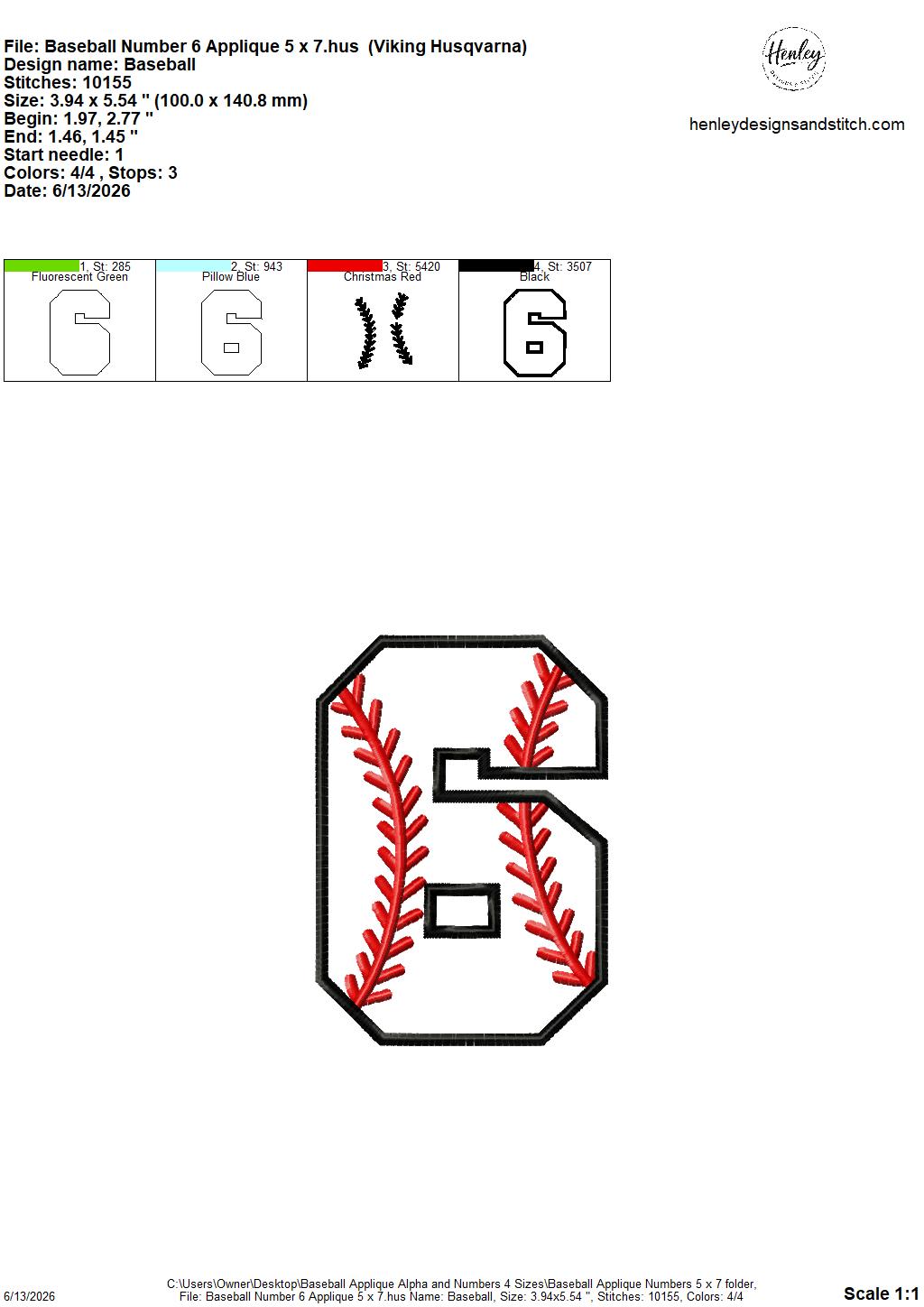 Baseball Stitching Applique Alpha and Numbers – 4 x 4, 5 x 7, 6 x 10 and 8 x 12 – DIGITAL Embroidery Design