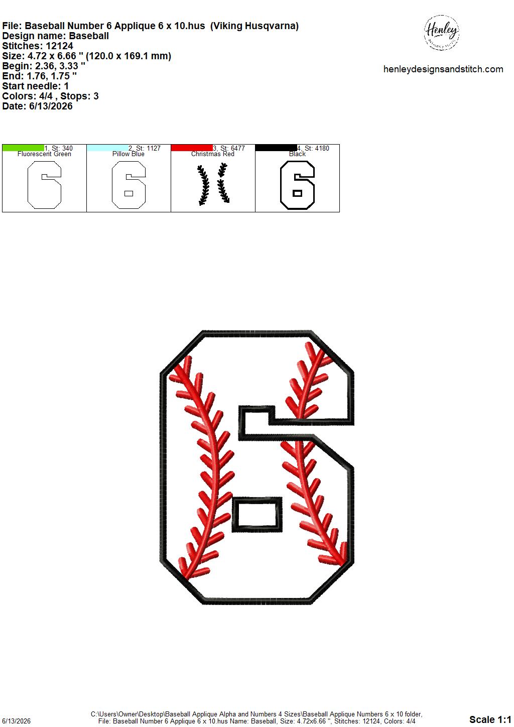 Baseball Stitching Applique Alpha and Numbers – 4 x 4, 5 x 7, 6 x 10 and 8 x 12 – DIGITAL Embroidery Design