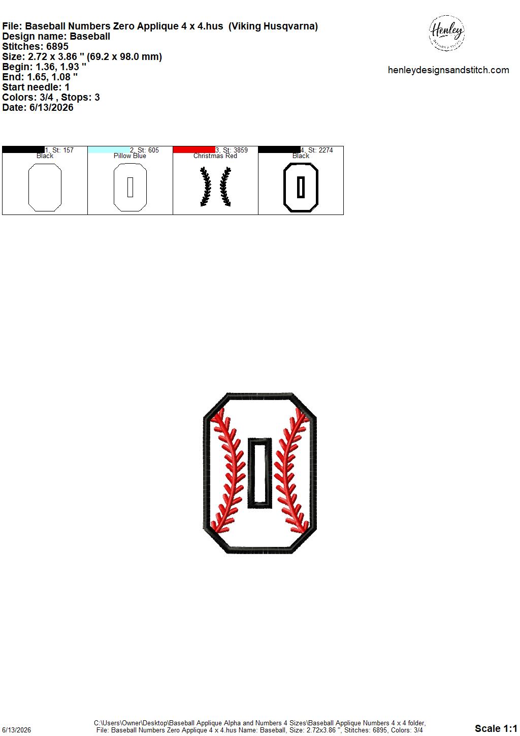 Baseball Stitching Applique Alpha and Numbers – 4 x 4, 5 x 7, 6 x 10 and 8 x 12 – DIGITAL Embroidery Design