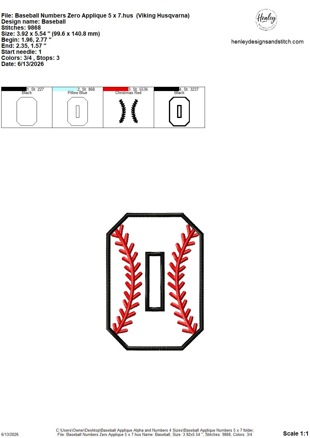 Baseball Stitching Applique Alpha and Numbers – 4 x 4, 5 x 7, 6 x 10 and 8 x 12 – DIGITAL Embroidery Design