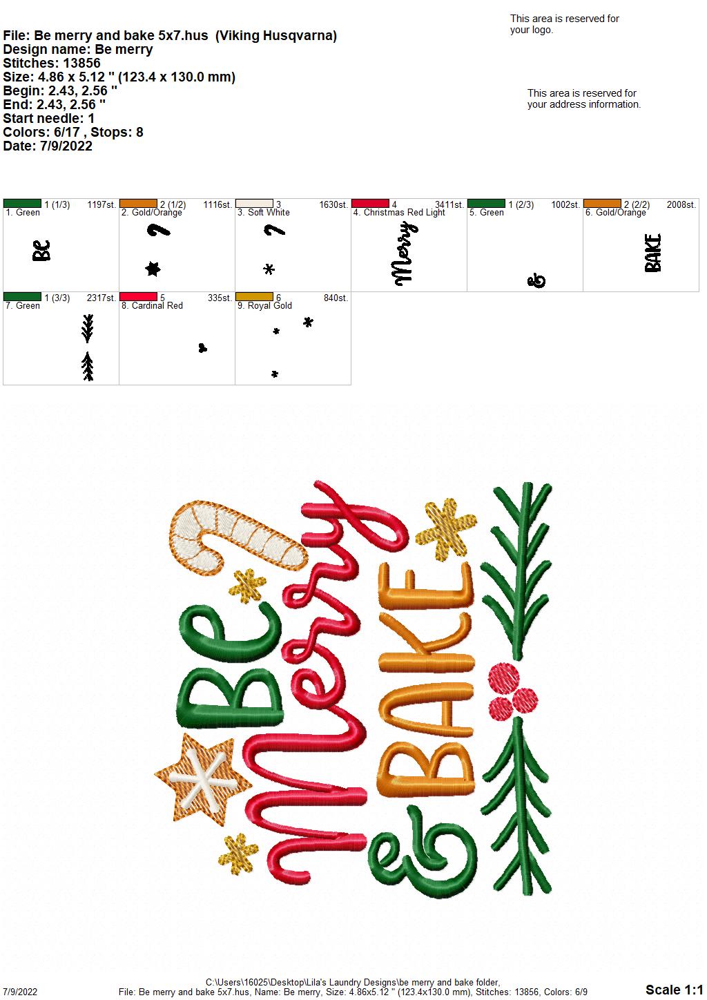 Be Merry & Bake - 4 sizes- Digital Embroidery Design