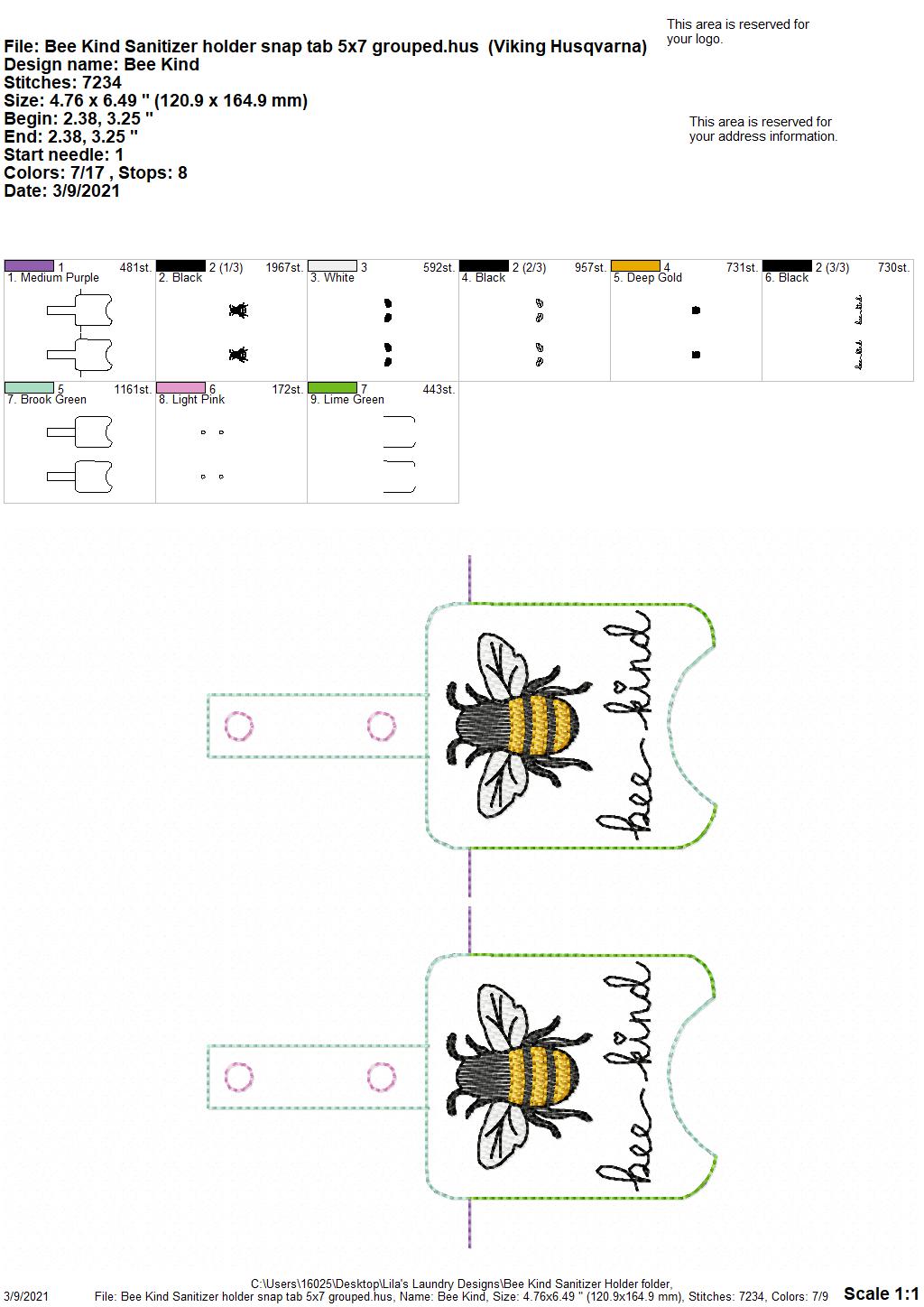 Bee Kind Sanitizer Holders - DIGITAL Embroidery DESIGN