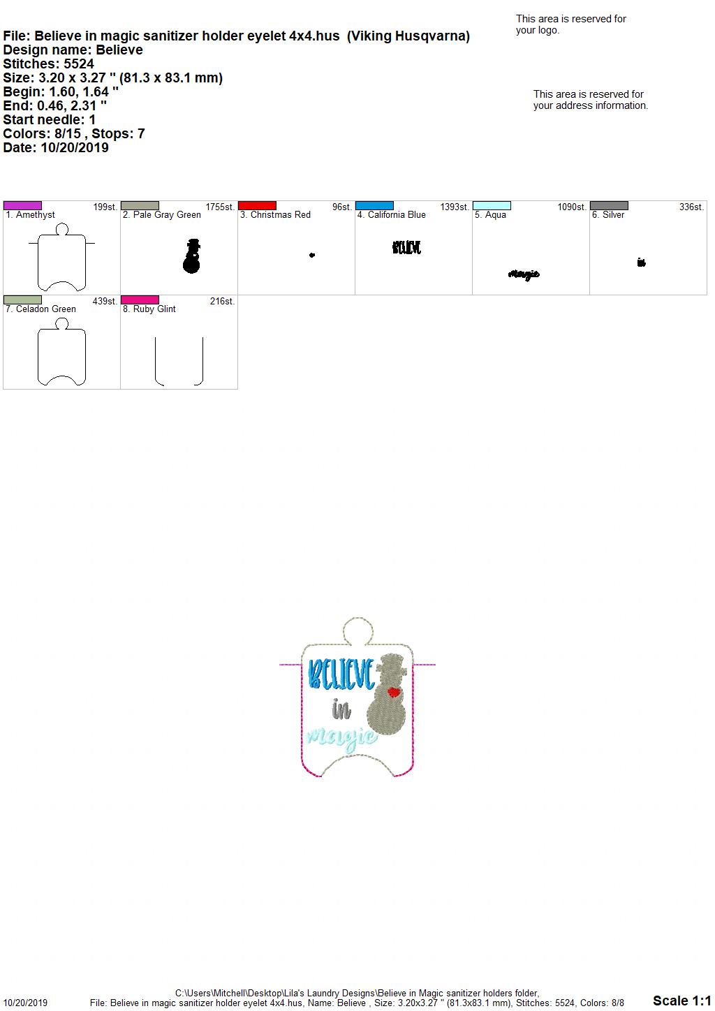 Believe in Magic Sanitizer Holders - DIGITAL Embroidery DESIGN