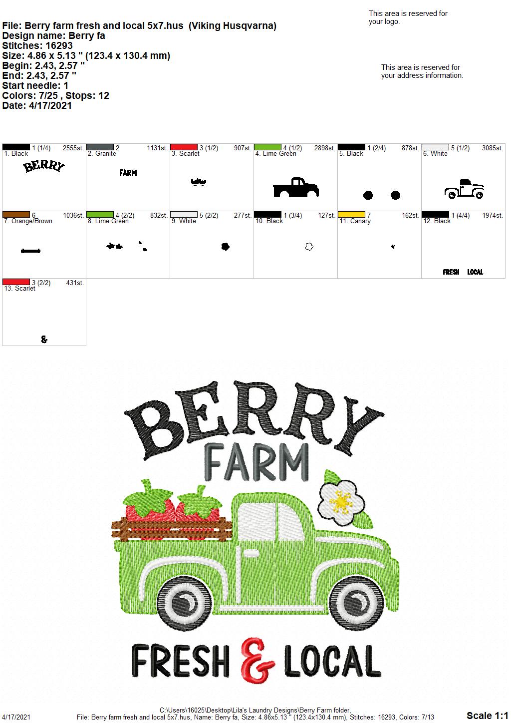 Berry Farm - 3 sizes- Digital Embroidery Design
