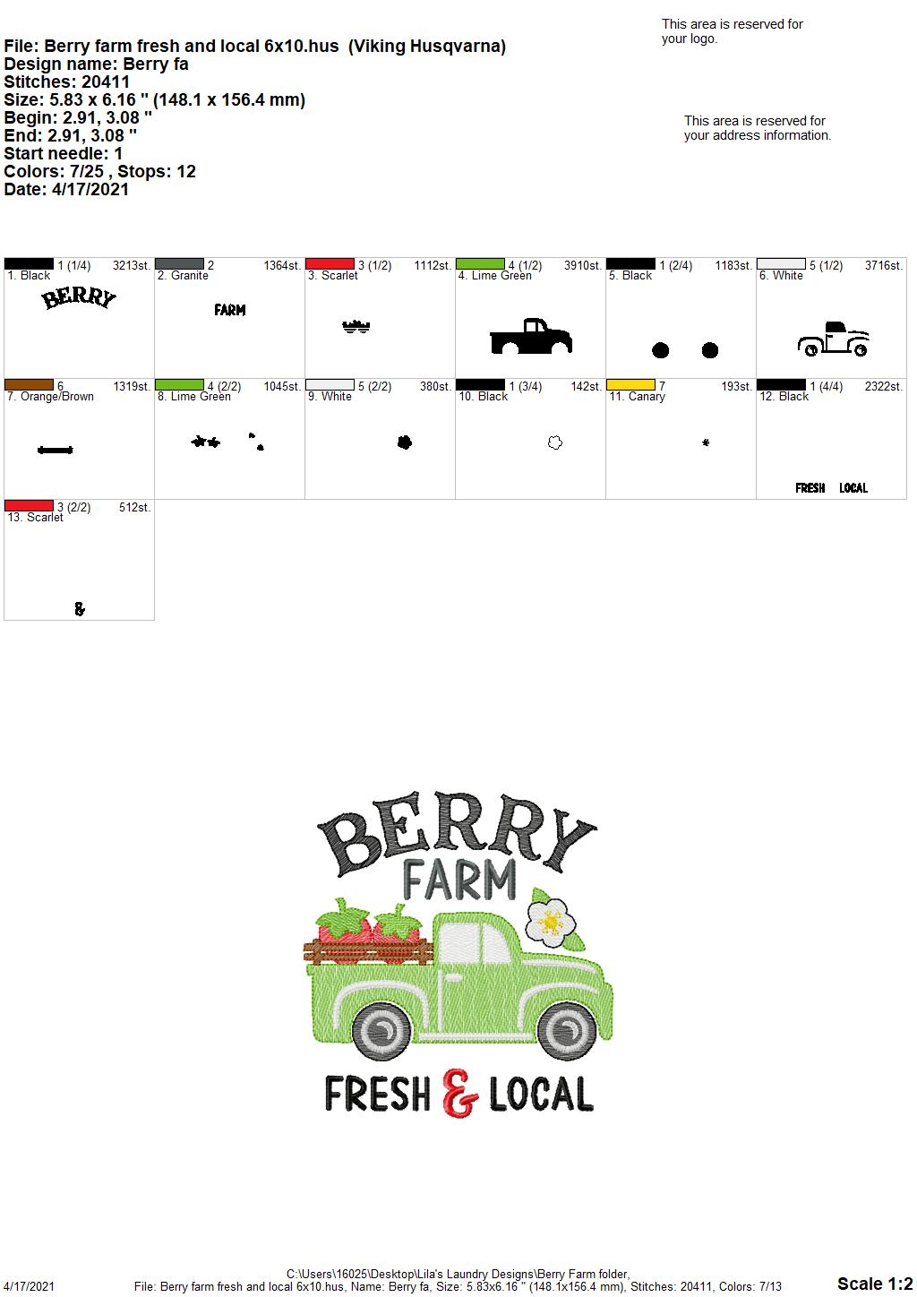 Berry Farm - 3 sizes- Digital Embroidery Design
