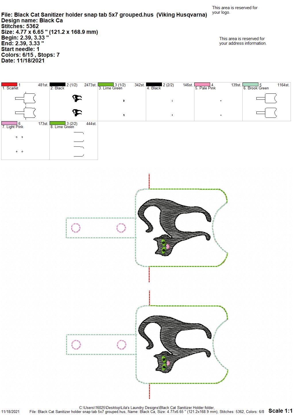 Black Cat Sanitizer Holders - DIGITAL Embroidery DESIGN