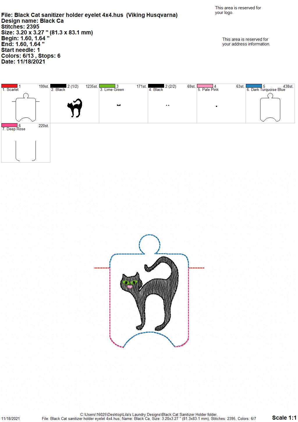 Black Cat Sanitizer Holders - DIGITAL Embroidery DESIGN