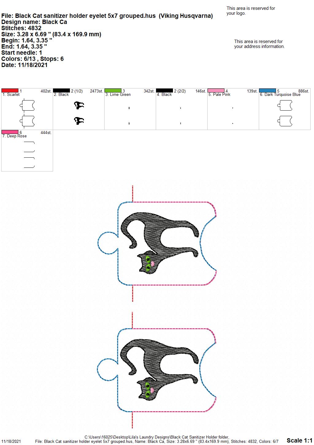 Black Cat Sanitizer Holders - DIGITAL Embroidery DESIGN