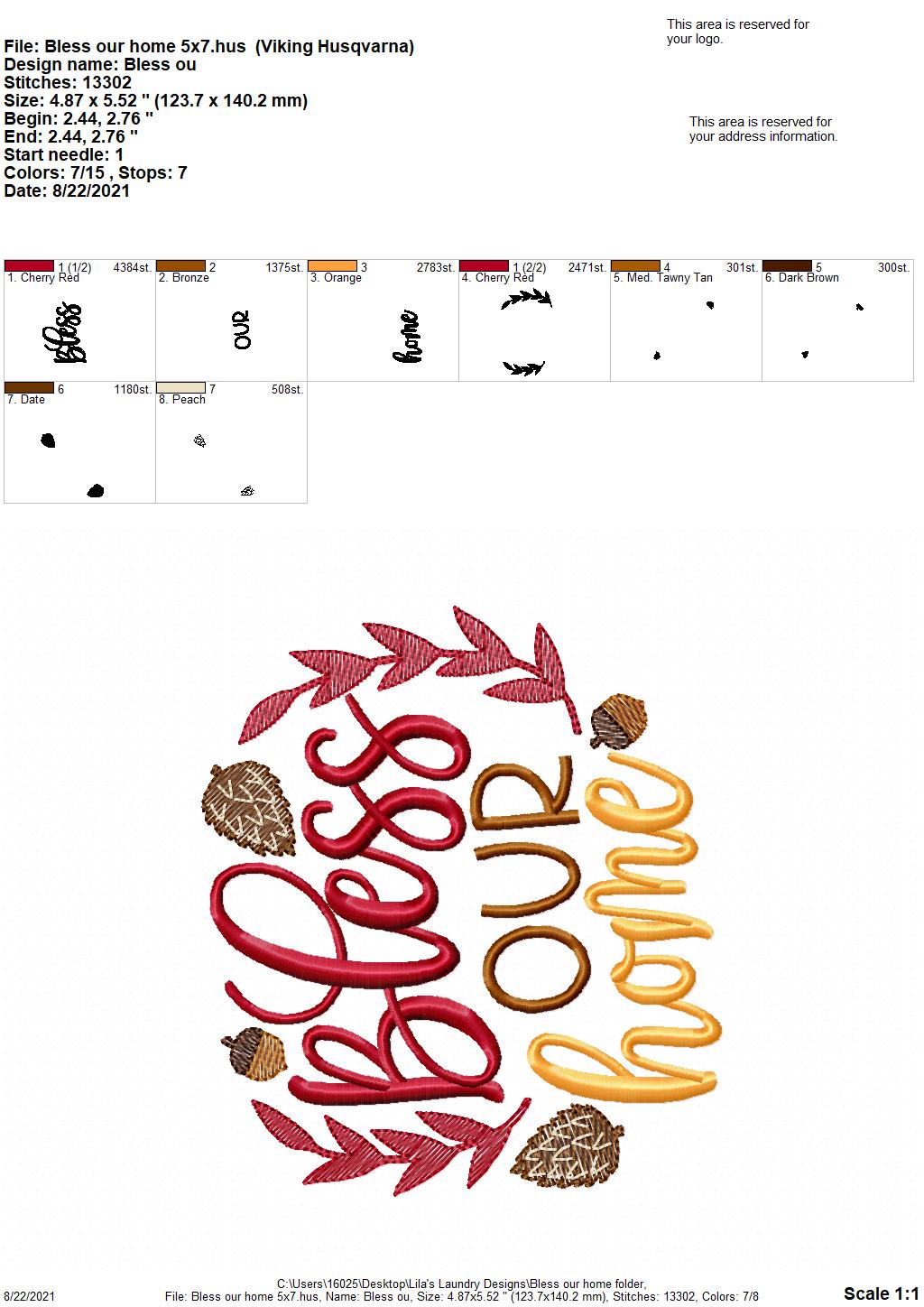 Bless Our Home - 4 sizes- Digital Embroidery Design