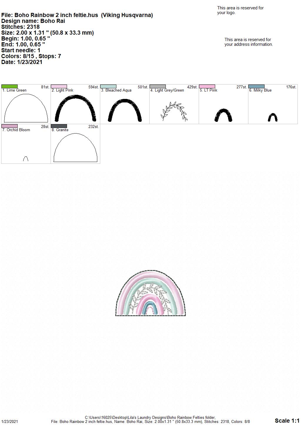Boho Rainbow Felties - 3 sizes - 4x4 and 5x7 Grouped- Digital Embroidery Design