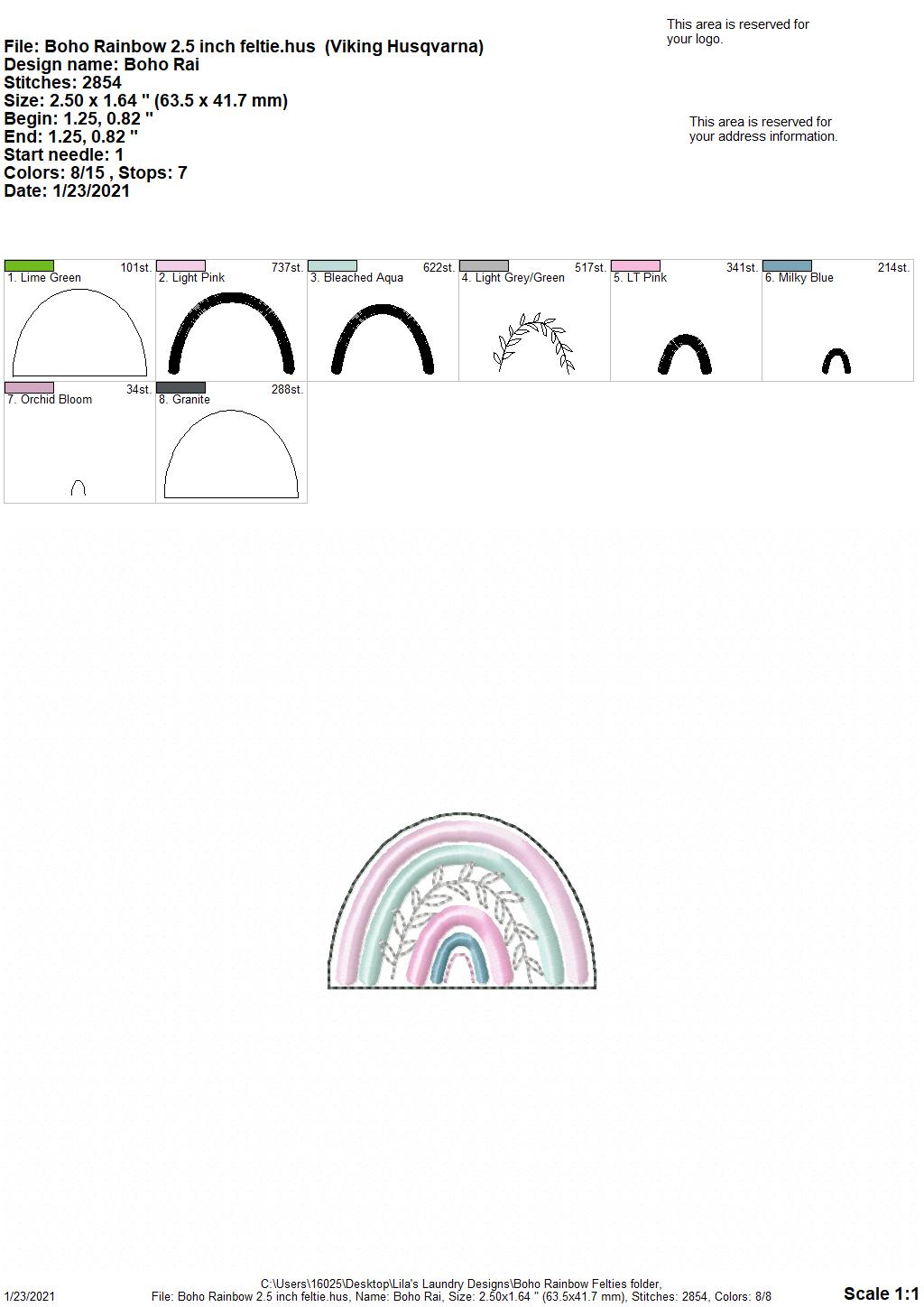 Boho Rainbow Felties - 3 sizes - 4x4 and 5x7 Grouped- Digital Embroidery Design