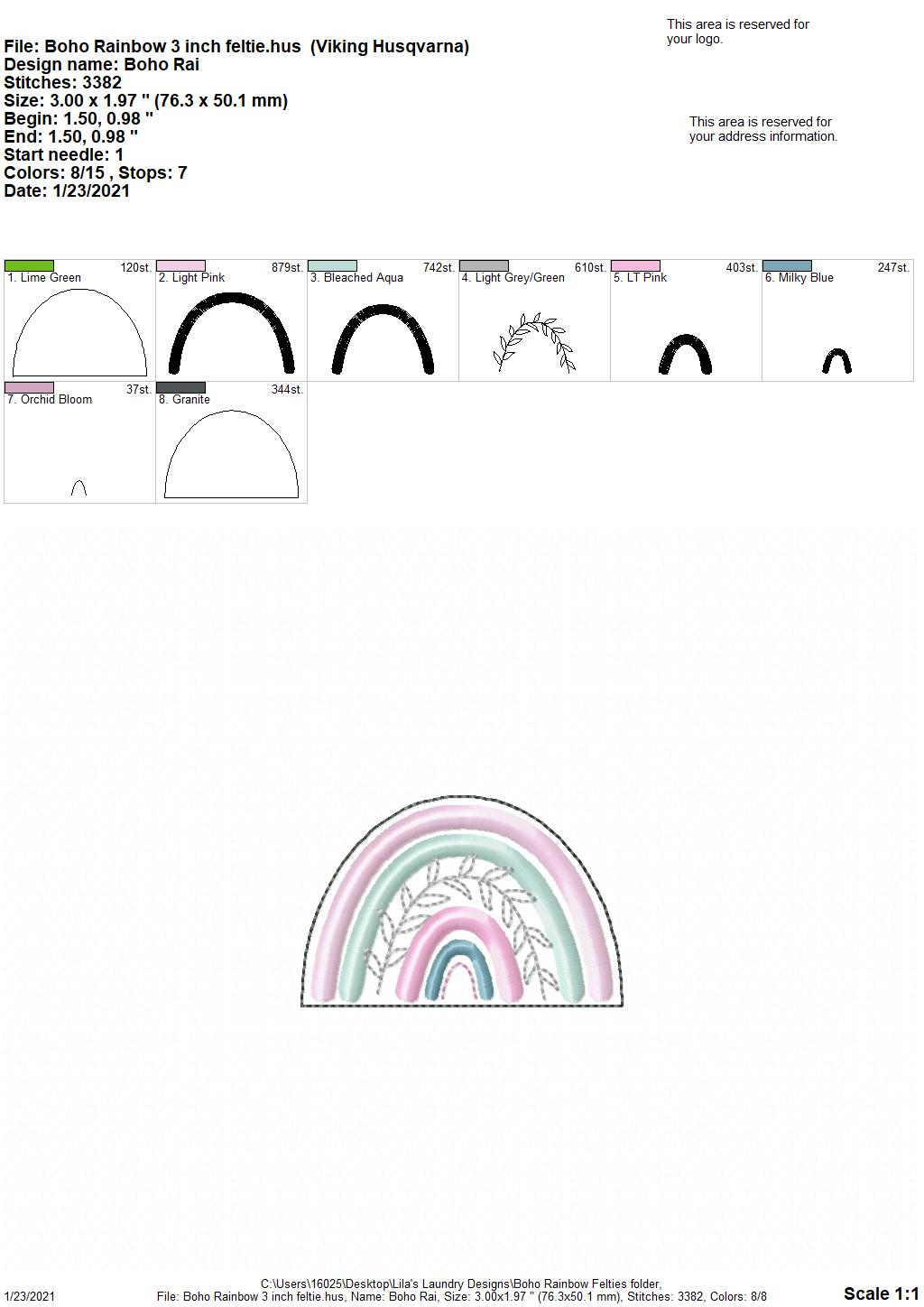 Boho Rainbow Felties - 3 sizes - 4x4 and 5x7 Grouped- Digital Embroidery Design
