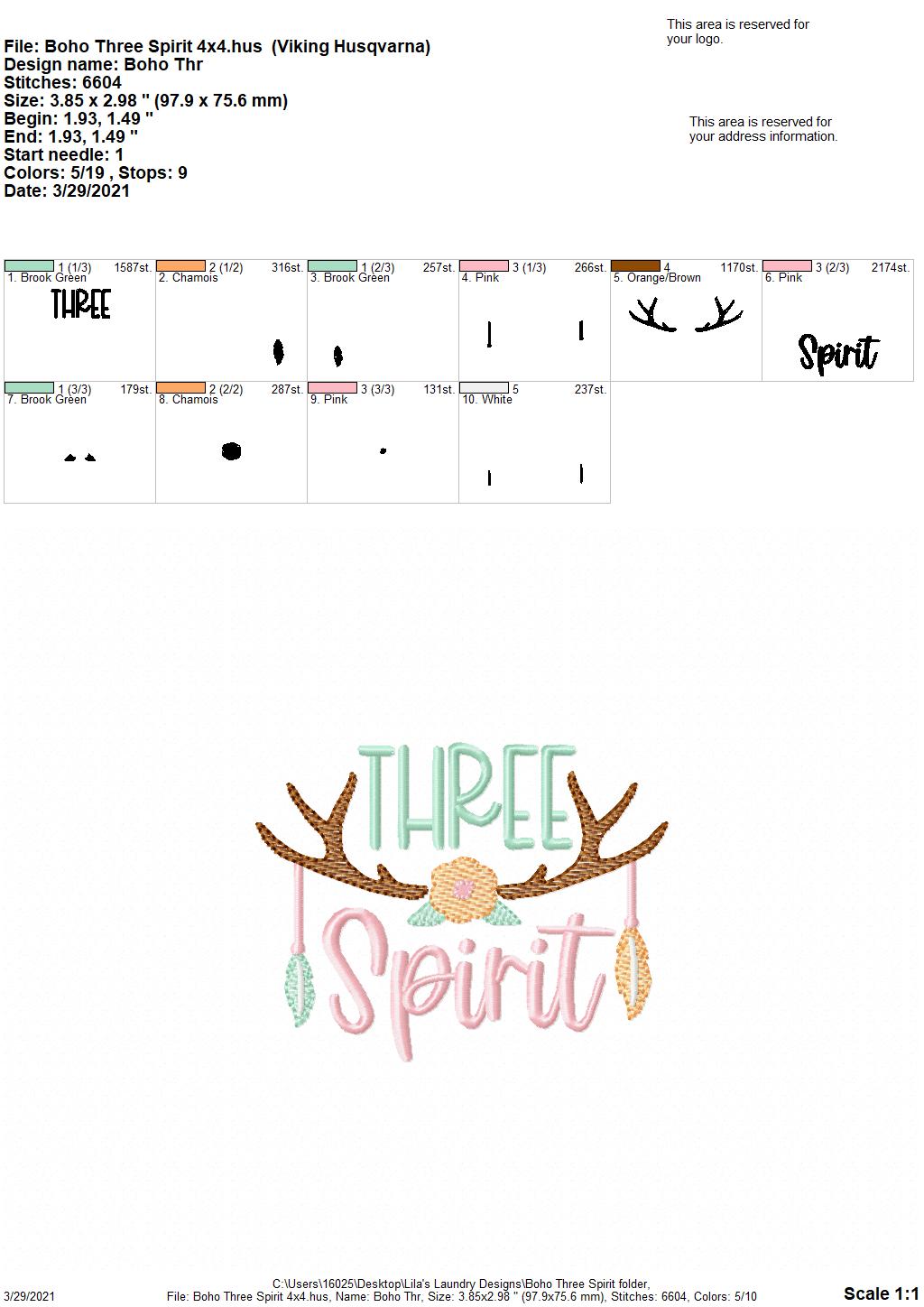 Boho Three Spirit- 4 sizes- Digital Embroidery Design