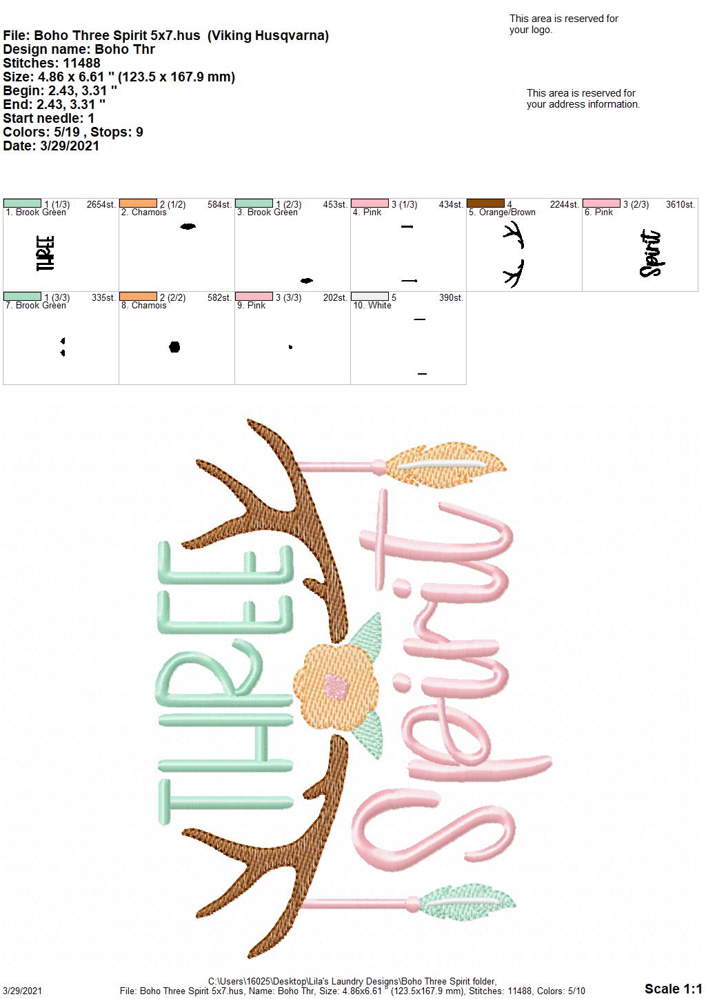 Boho Three Spirit- 4 sizes- Digital Embroidery Design