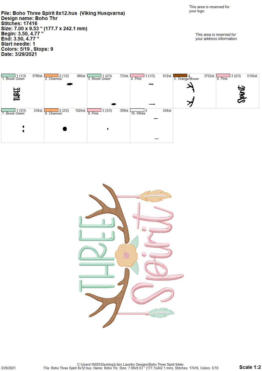 Boho Three Spirit- 4 sizes- Digital Embroidery Design