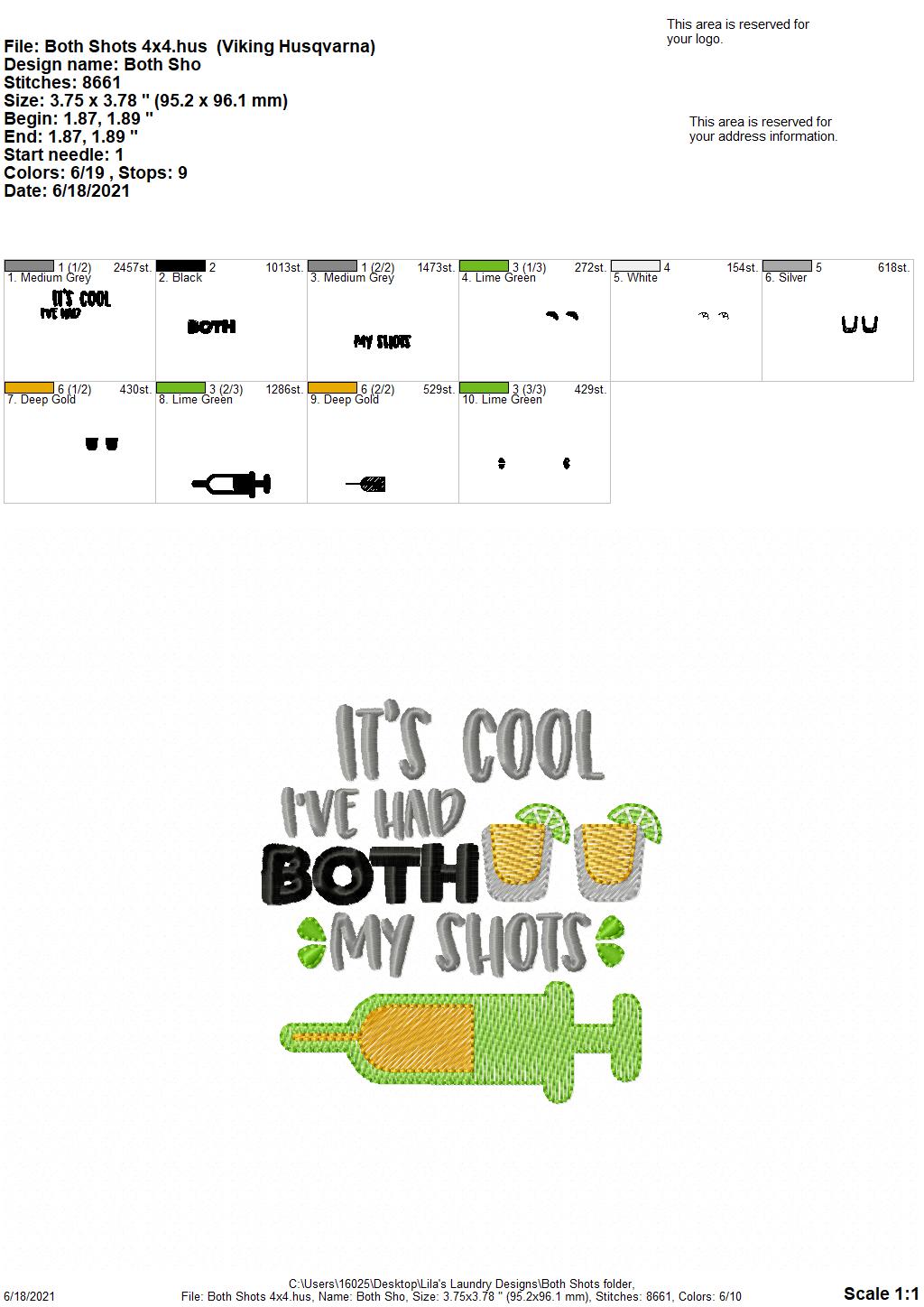 Both Shots - 4 sizes- Digital Embroidery Design