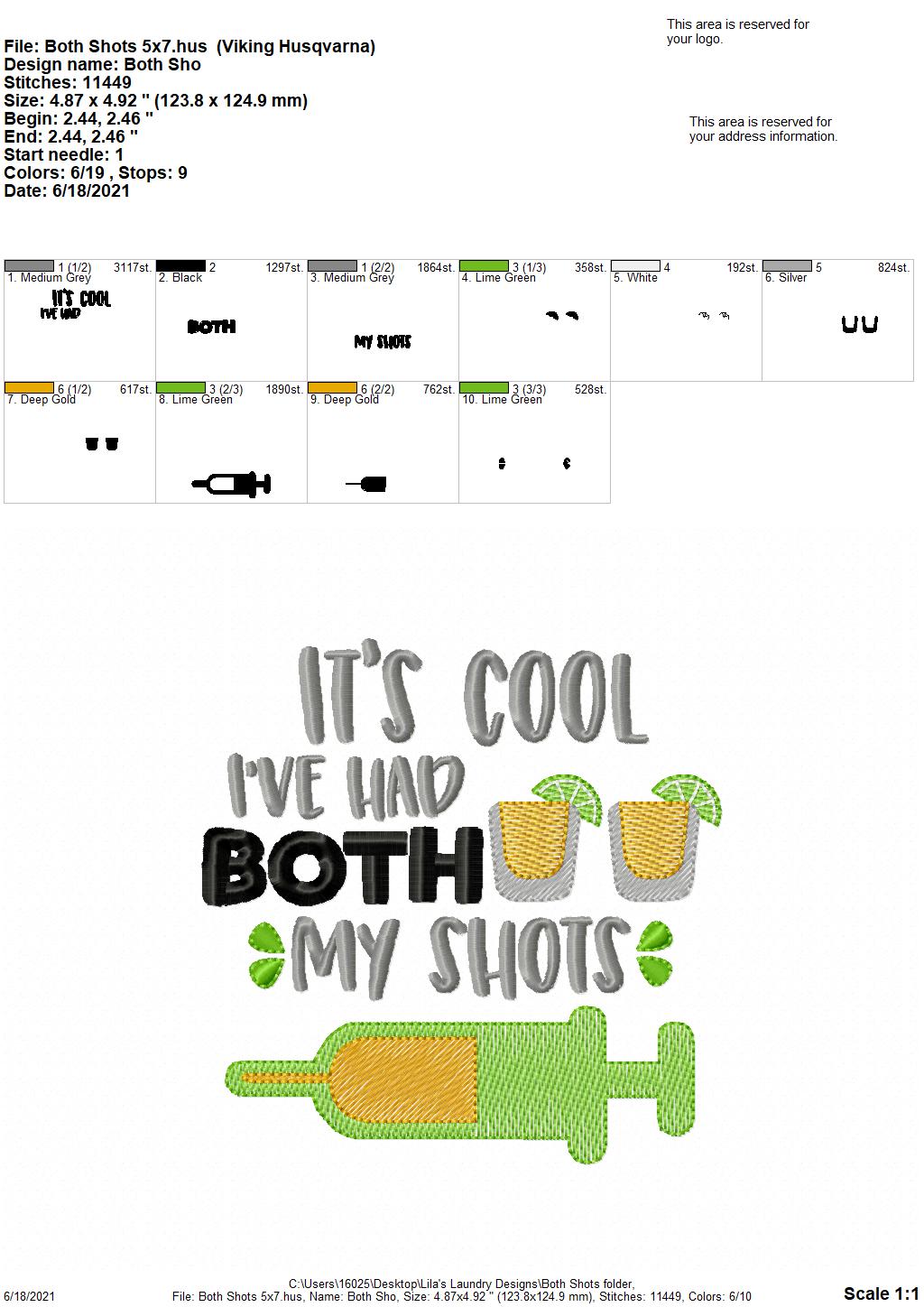 Both Shots - 4 sizes- Digital Embroidery Design