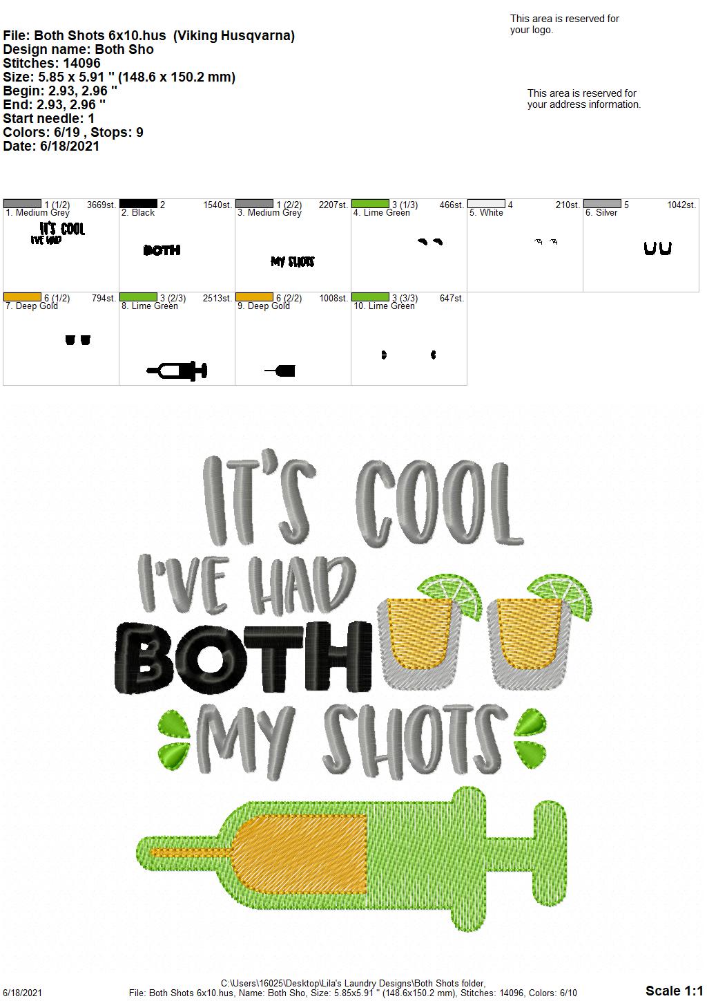 Both Shots - 4 sizes- Digital Embroidery Design