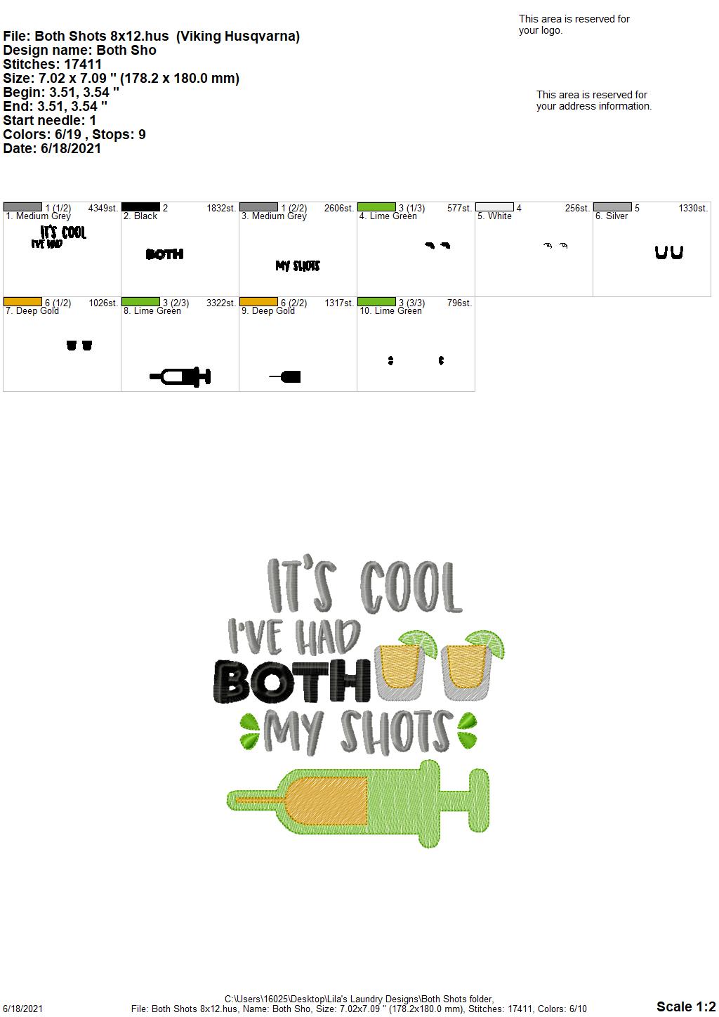 Both Shots - 4 sizes- Digital Embroidery Design