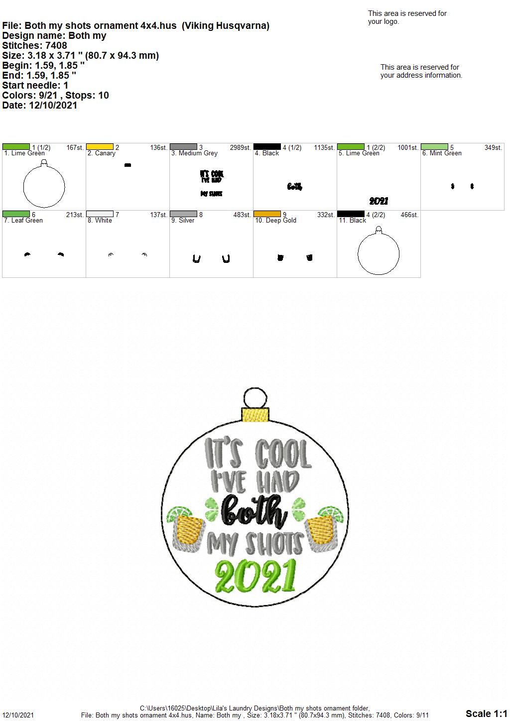 Both my shots Ornament - Digital Embroidery Design