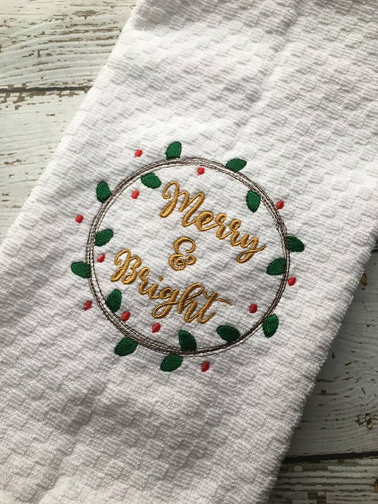 Merry & Bright 4x4 & 5x7 digital embroidery design