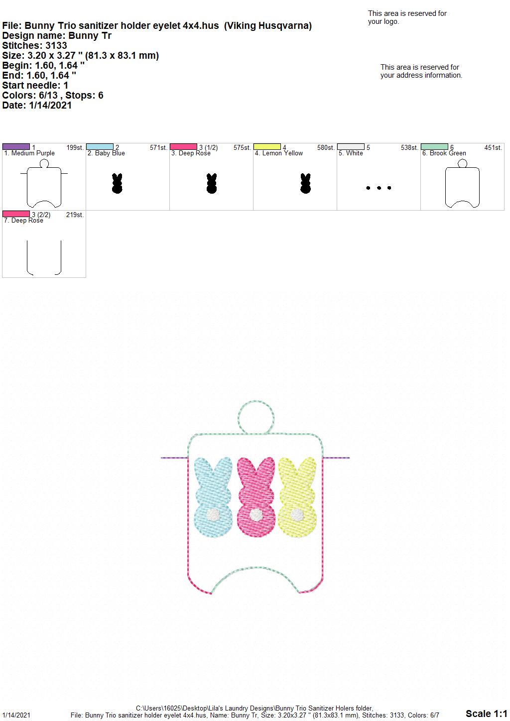 Bunny Trio Sanitizer Holders - DIGITAL Embroidery DESIGN