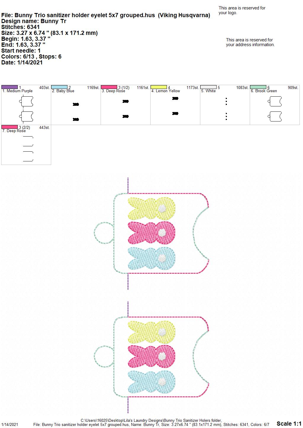 Bunny Trio Sanitizer Holders - DIGITAL Embroidery DESIGN