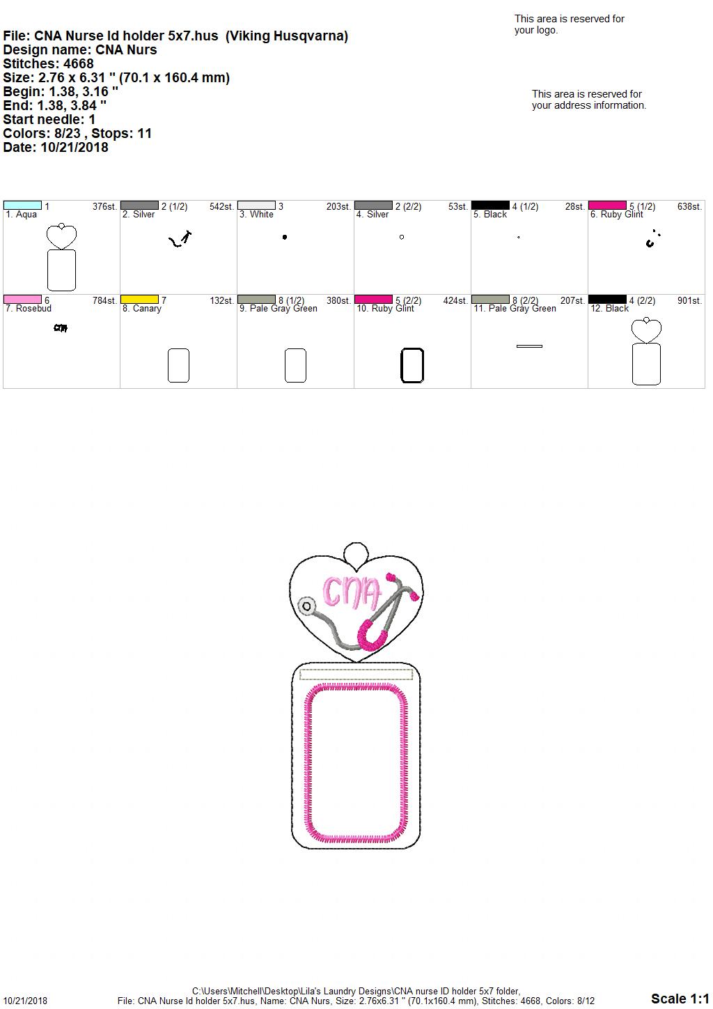 CNA Vertical ID Holder 5x7 only
