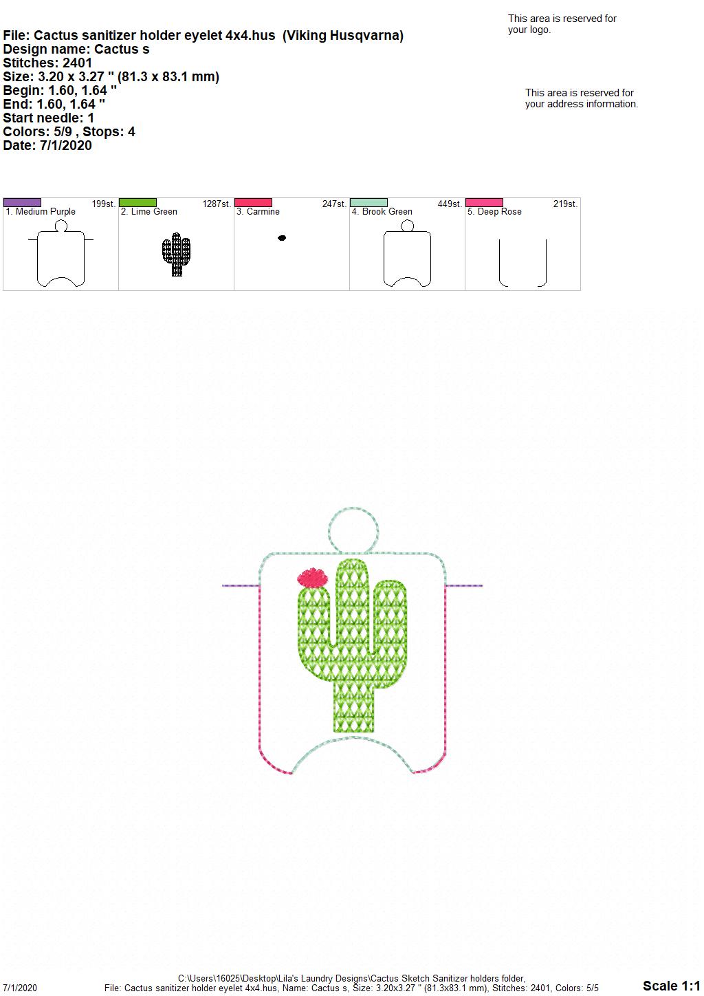 Cactus Sanitizer Holders - DIGITAL Embroidery DESIGN