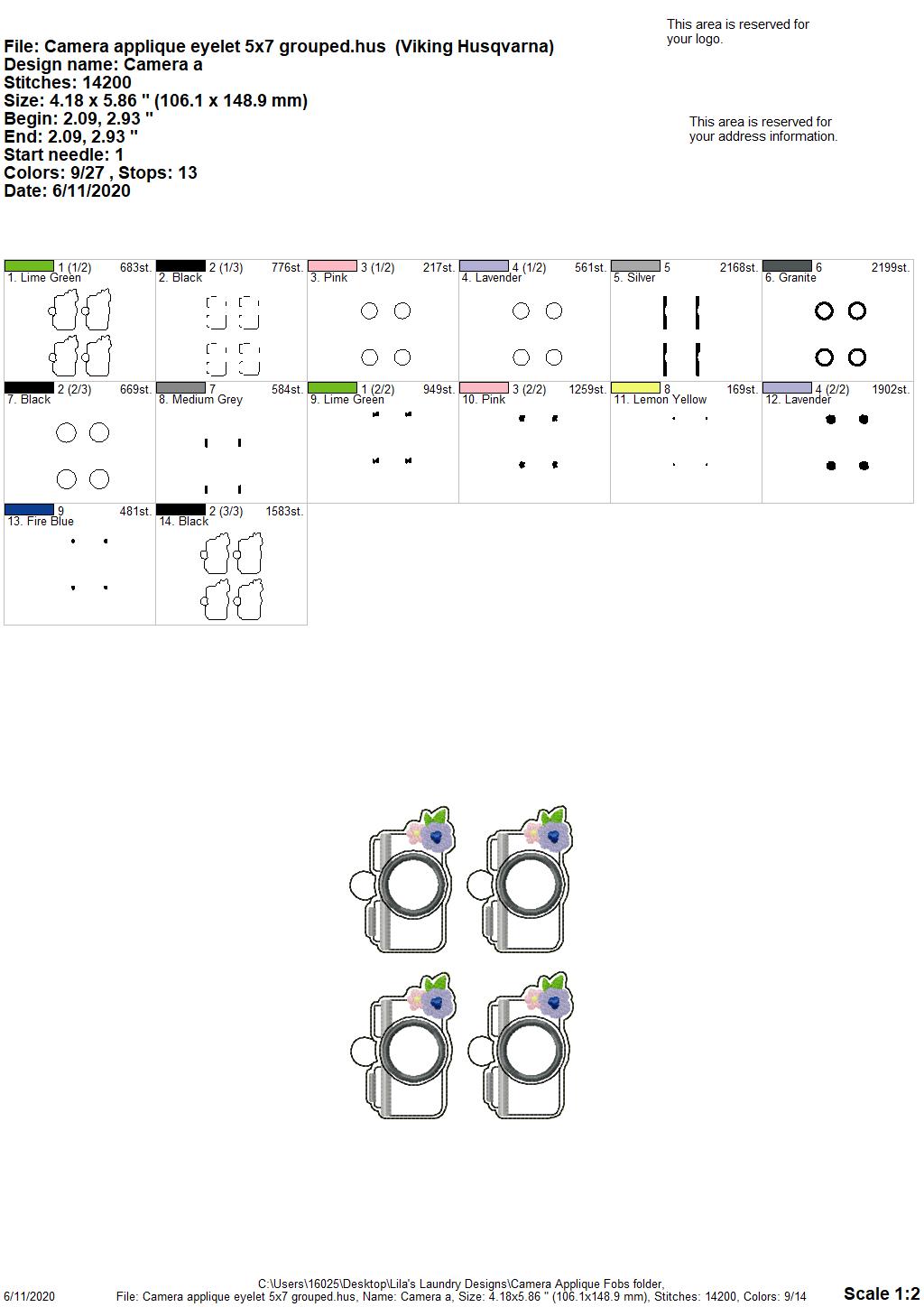 Camera Applique Fobs - DIGITAL Embroidery DESIGN