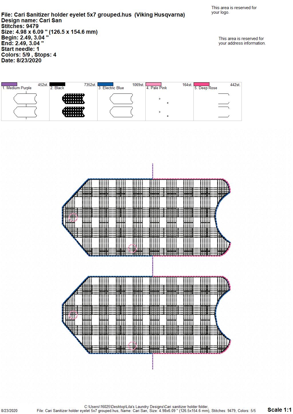 Cari Sanitizer Holder 5x7- DIGITAL Embroidery DESIGN