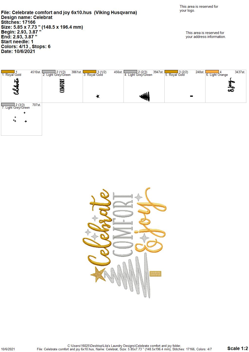 Celebrate Comfort and Joy - 3 sizes- Digital Embroidery Design