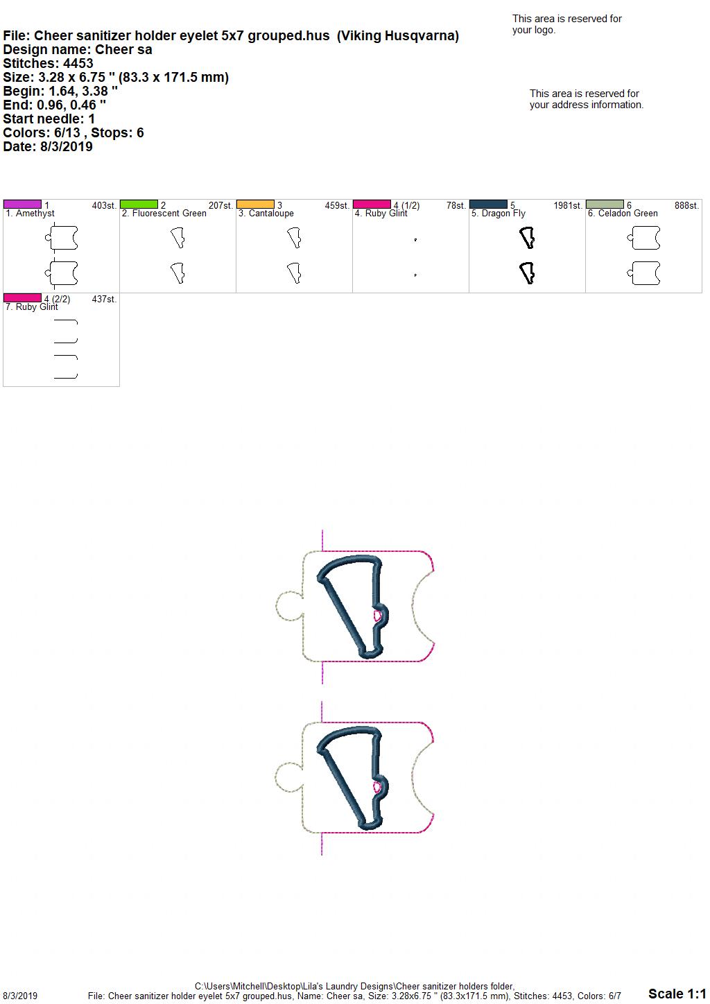 Cheer Sanitizer Holder - DIGITAL Embroidery DESIGN