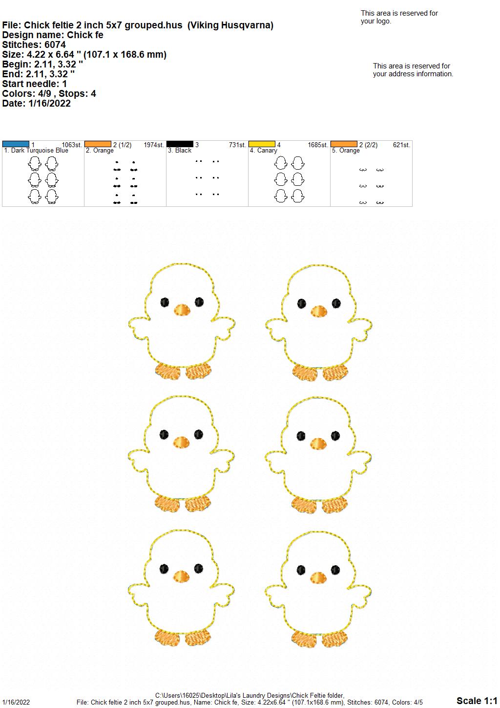 Chick Feltie - Digital Embroidery Design