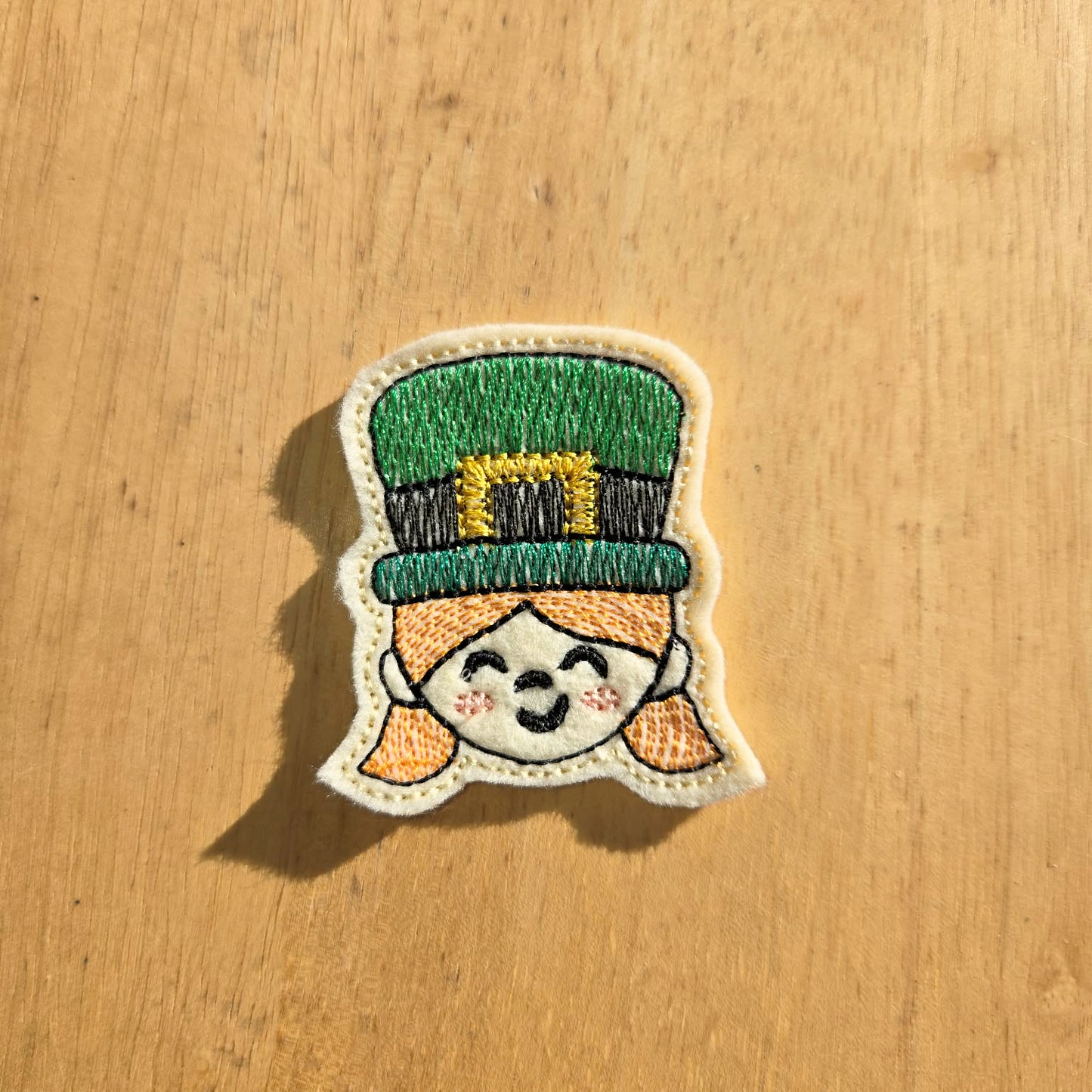 2 Inch Tall Chunky Girl Leprechaun Feltie – In the Hoop – 4 x 4 single, 4 x 4 grouped and 5 x 7 grouped – Digital Embroidery Design