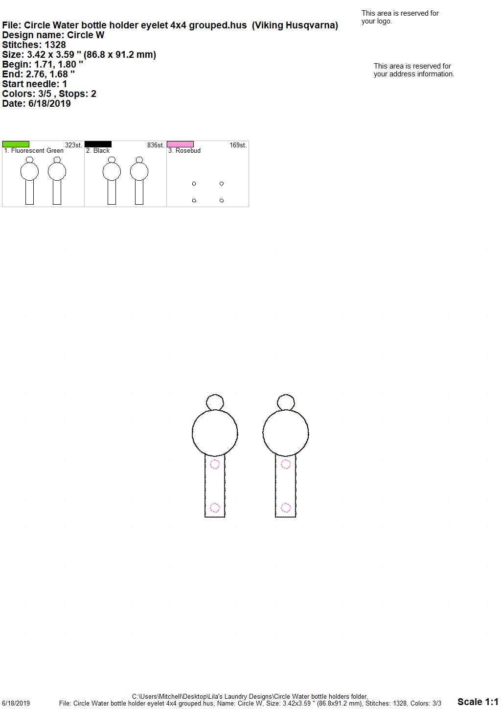 Blank Circle Water Bottle Holders - DIGITAL Embroidery DESIGN