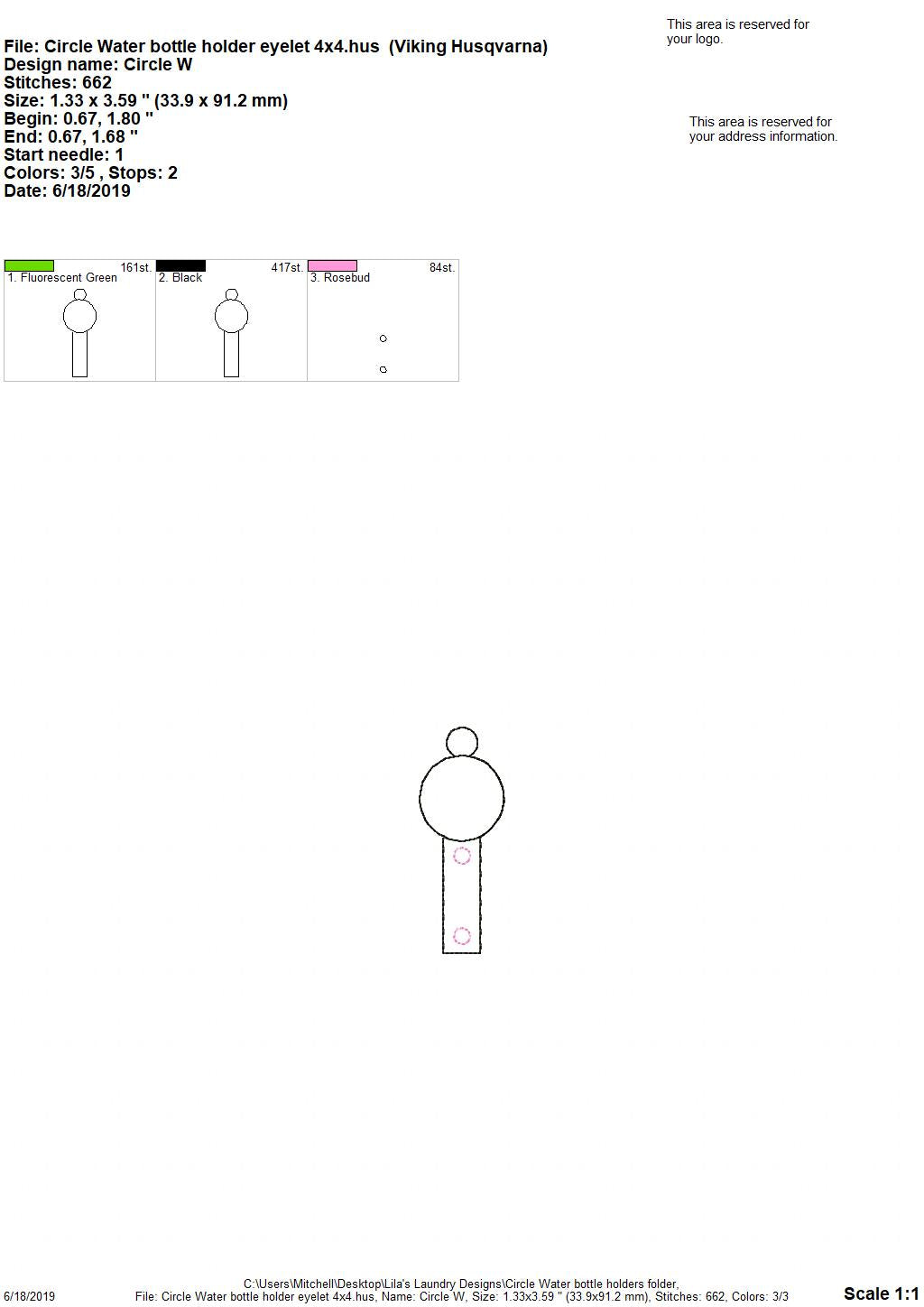Blank Circle Water Bottle Holders - DIGITAL Embroidery DESIGN
