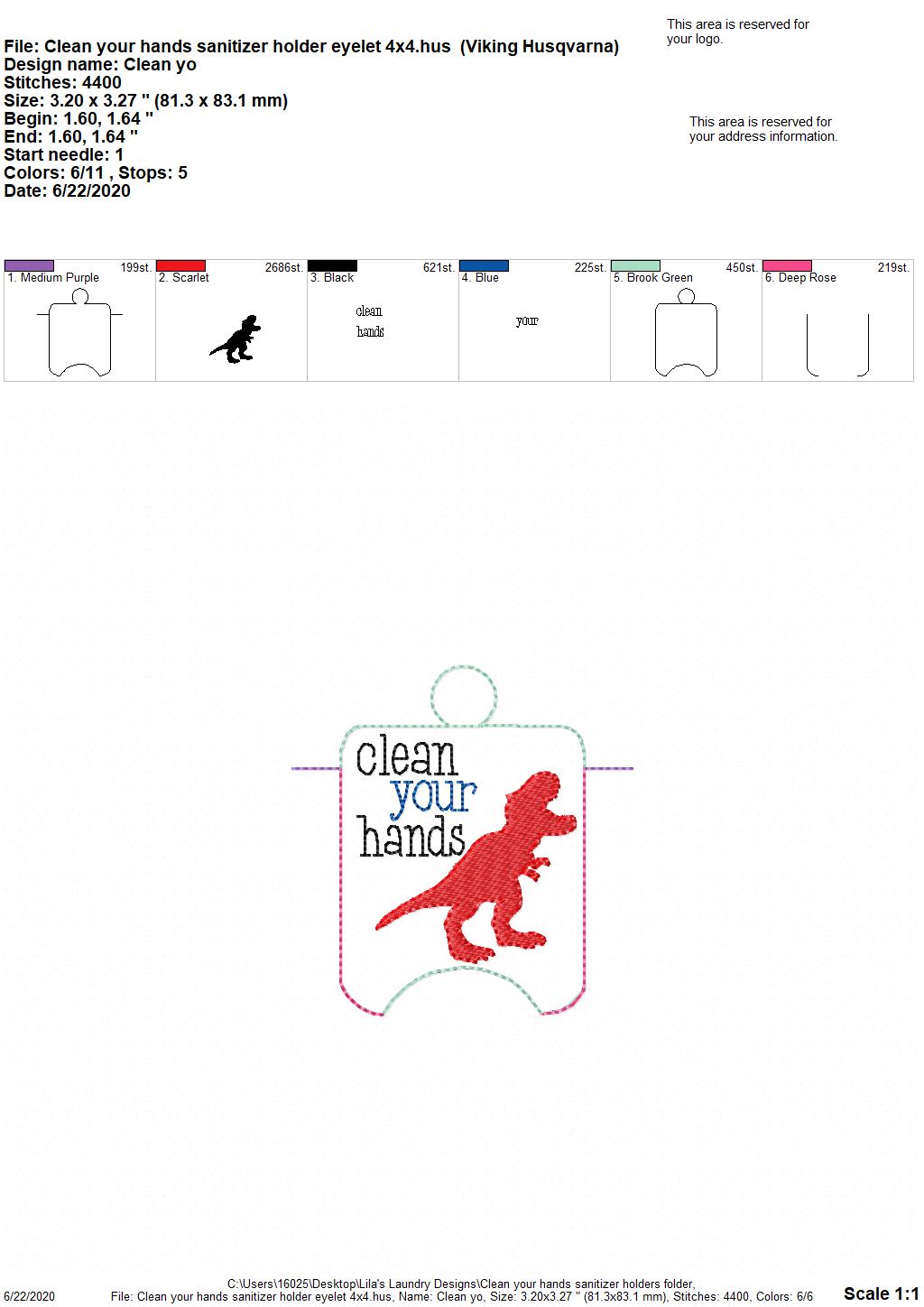 Clean Your Hands Sanitizer Holders - DIGITAL Embroidery DESIGN