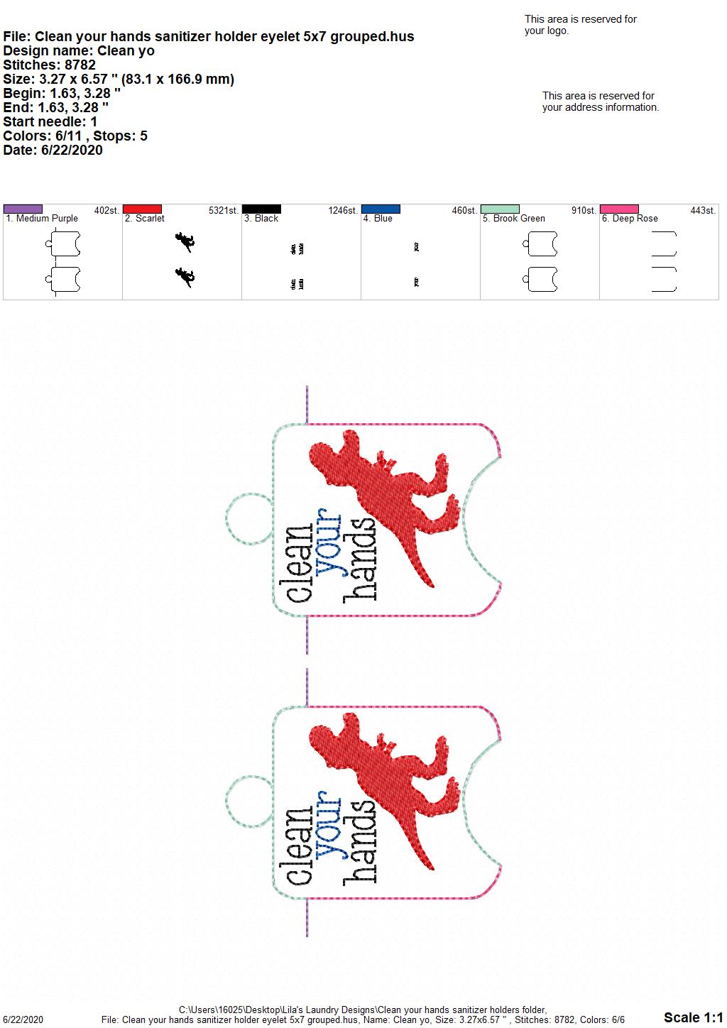 Clean Your Hands Sanitizer Holders - DIGITAL Embroidery DESIGN