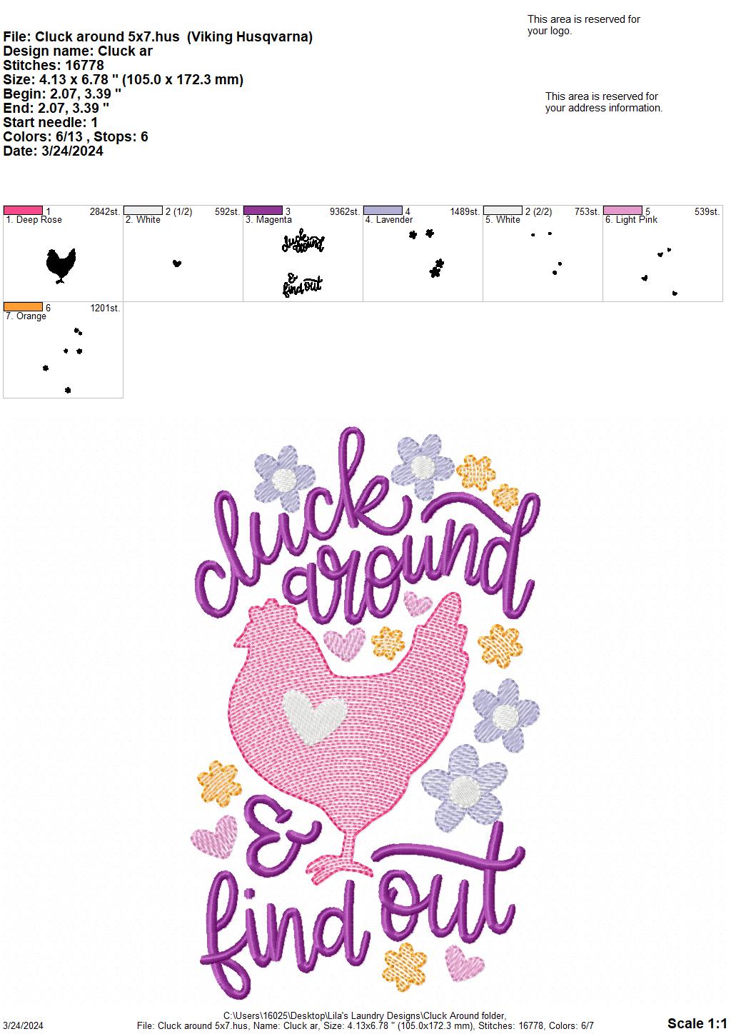 Cluck Around - 2 Sizes - Digital Embroidery Design