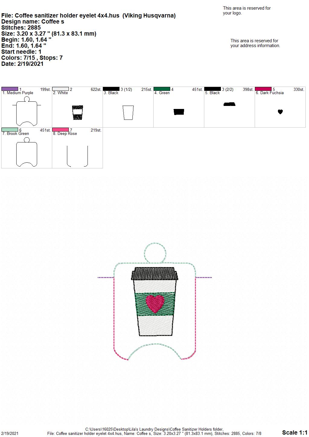 Coffee Sanitizer Holders - DIGITAL Embroidery DESIGN