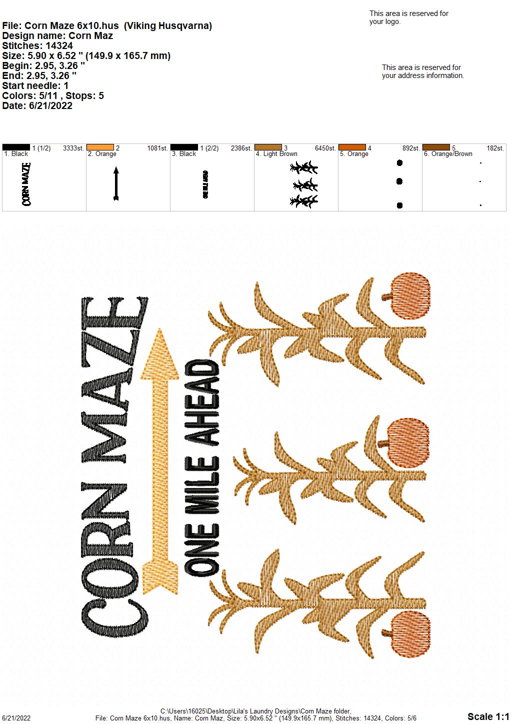 Corn Maze - 4 sizes- Digital Embroidery Design