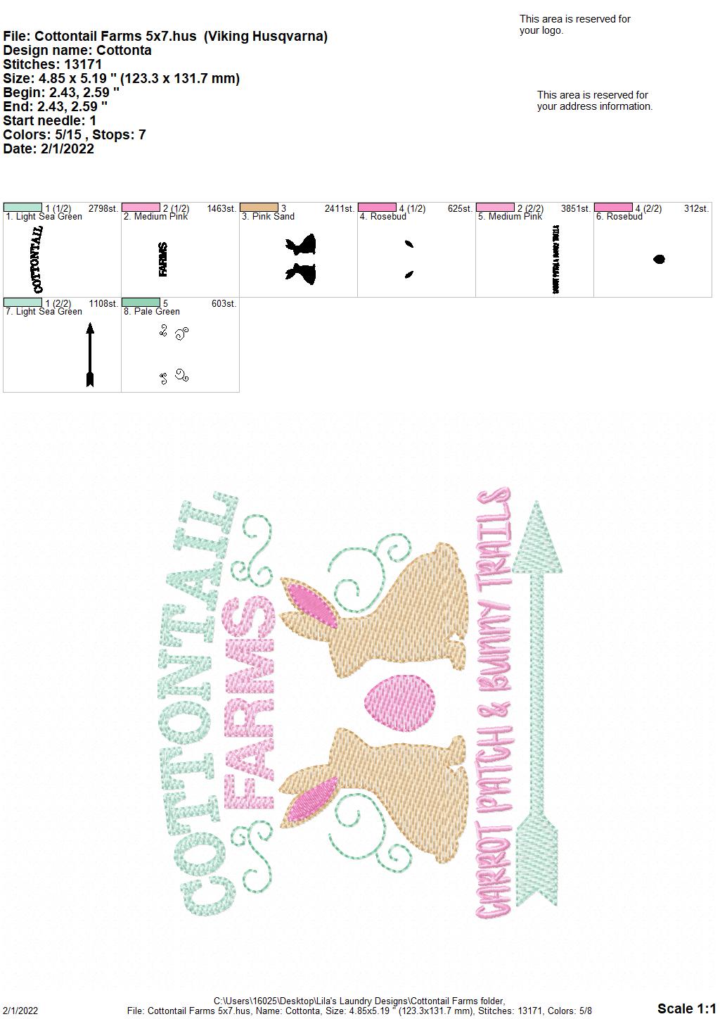 Cottontail Farms - 3 sizes- Digital Embroidery Design
